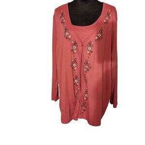 Embroidered Long Sleeve Cardigan -2 in 1- Size:  Large-like new